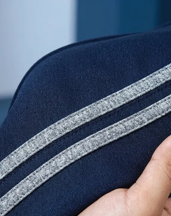 Taped stripe detail on a sleeve