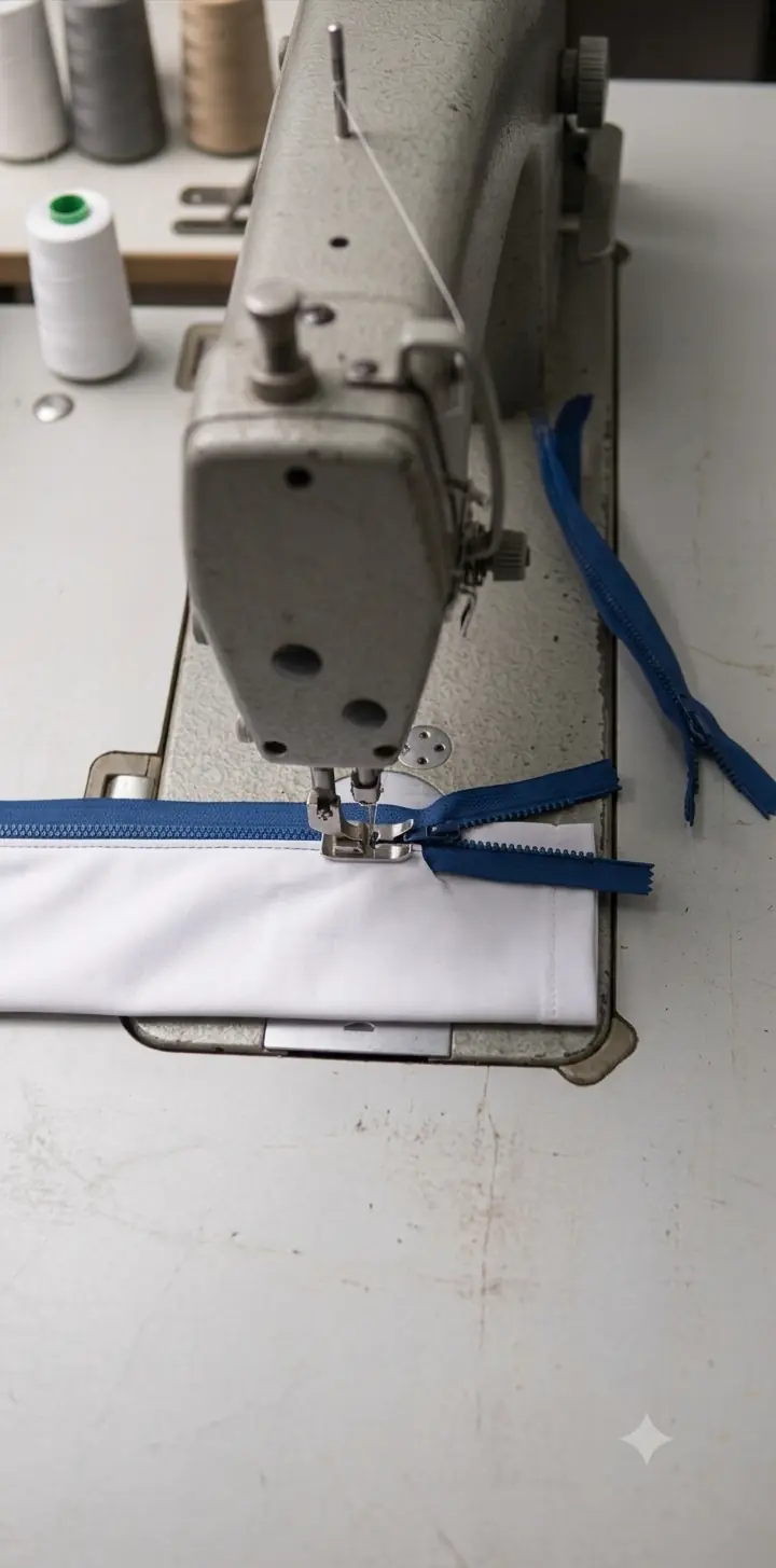 Garment being stitched
