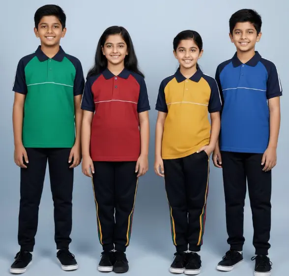 House colour polos, track pants